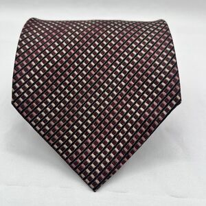 Laurant Benon Paris 100% Silk Necktie Maroon Tan Black Business Formal EUC